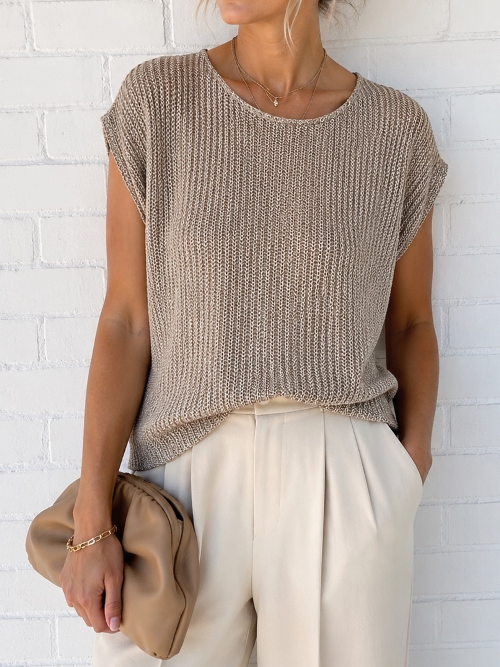 Vintage Jessica Michelle Metallic Polyester Knit Top Made USA Quiet Luxury 80s